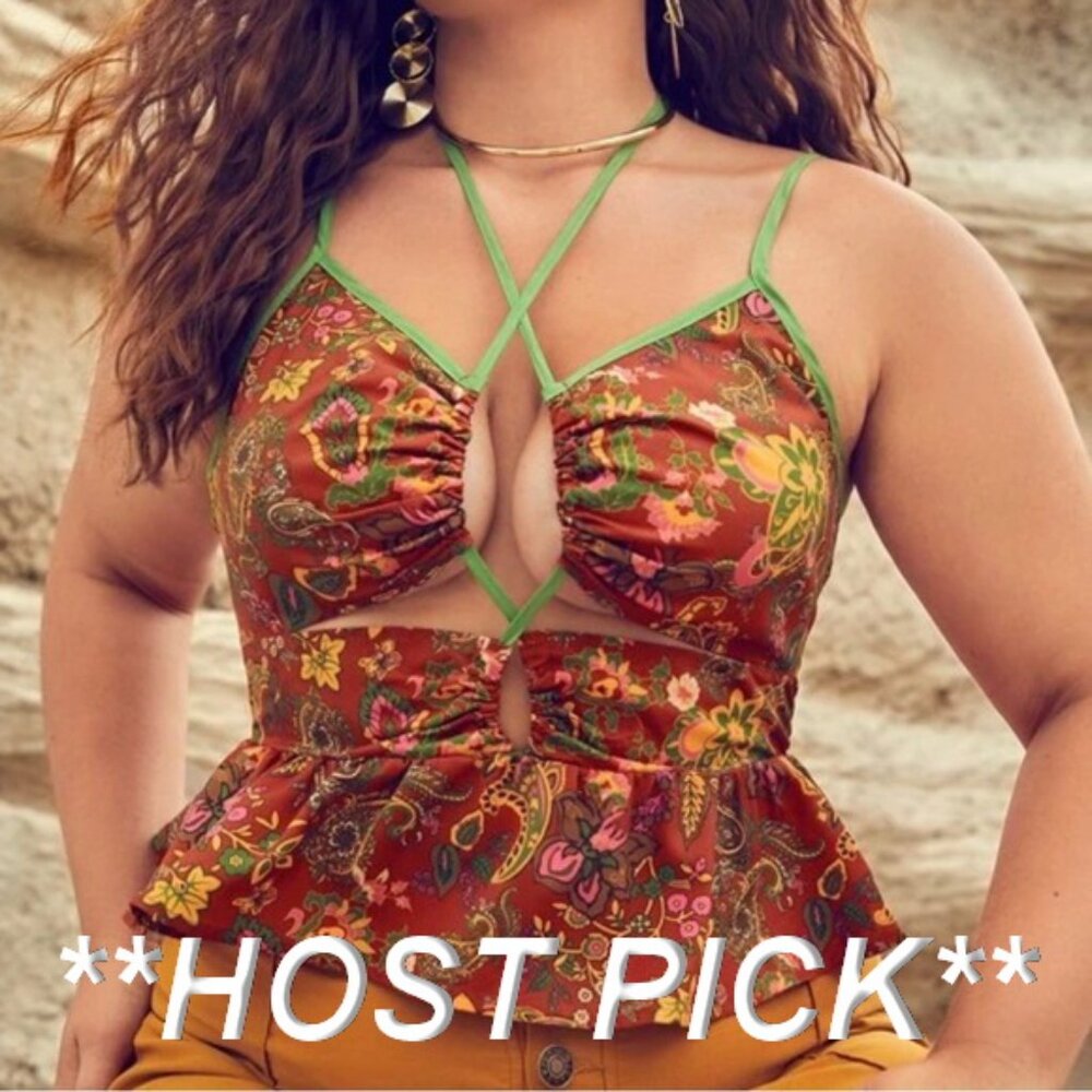 SALE!! - Sexy Cami Crop Tank Top Red, Green Curve 2XL Spaghetti Strap